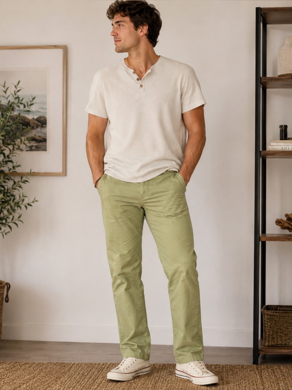 L.L.Bean Standard Fit Pima Cotton Sage Green Pants 36x30